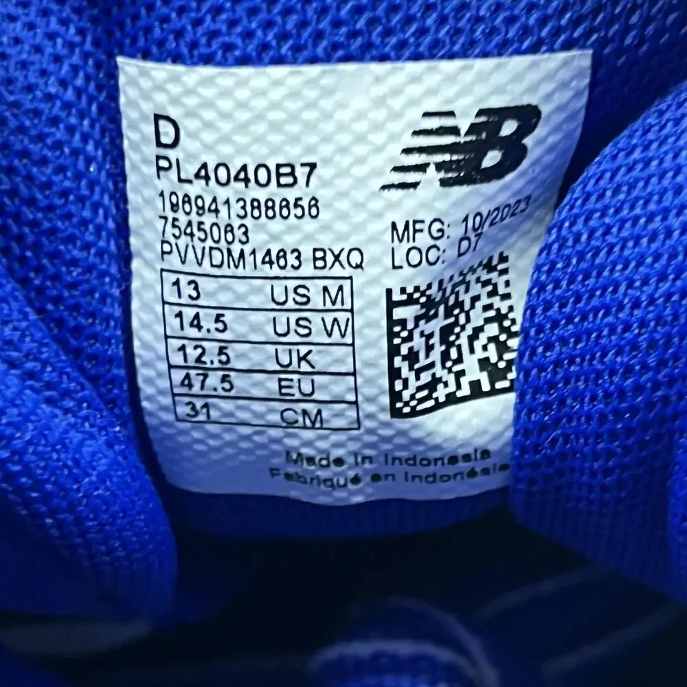 New Balance FuelCell 4040 v7 Baseball Shoes Men Size 13 Blue White Molded Cleats